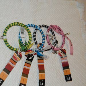 4 Live Worldly Multi Color Bangle Bracelets W/Small Charm Made in Brazil NWT